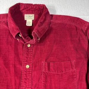 L.L. Bean Red Corduroy Long Sleeve Button Down XL Tall Men's  ll bean
